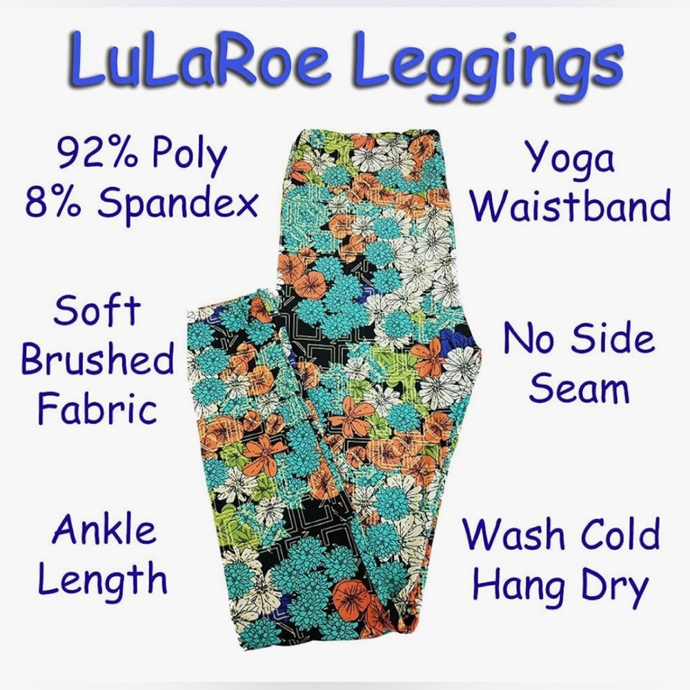 LuLaRoe Women’s Floral Print Leggings/Size: One Size (2-10)/ Color: Multi (NWOT) - Picture 8 of 9